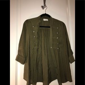dark green button down tunic shirt